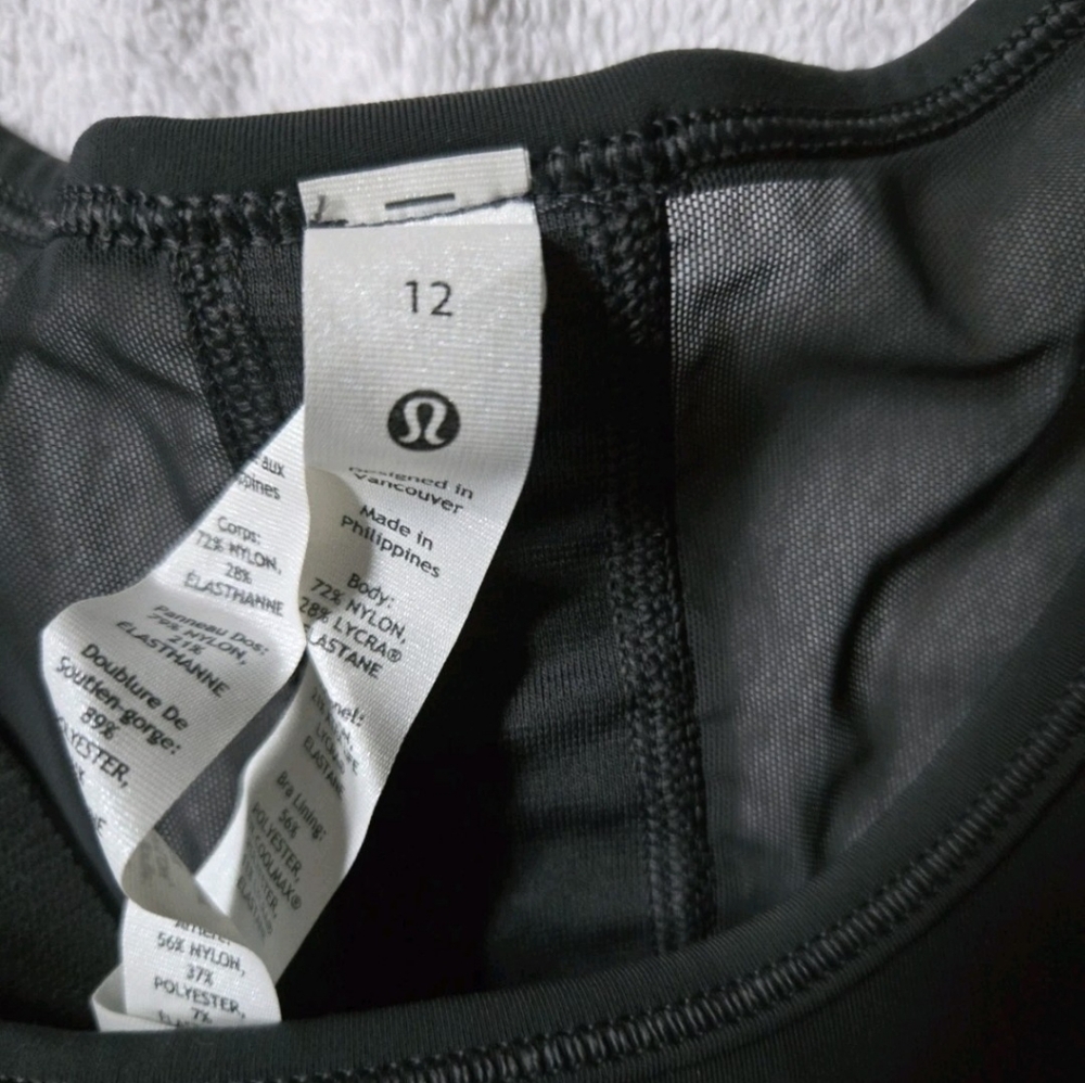 NWT Lululemon Mesh-Back Training Cropped Tank Top -sz 12 Black - Picture 2 of 4